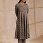 trueBrowns Clay Dabu Zig-Zag Motifs Print Cotton Flared Kurta Pant Set | Swadesiicart