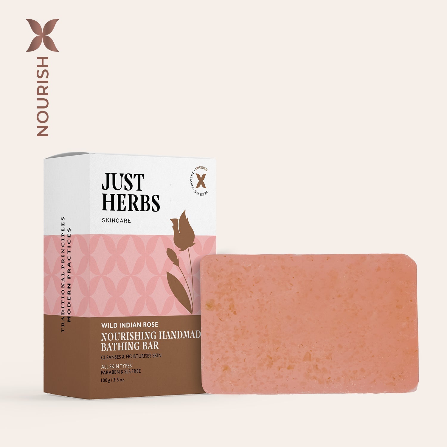 Wild Indian Rose Nourishing Handmade Bathing Bar:Pack of 1