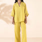 trueBrowns Lime Cotton Dobby V-Neck Co-ord Set - Swadesiicart