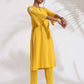 trueBrowns Yellow Cotton Slub Embroidered Straight Kurta Set | Swadesiicart