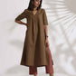 trueBrowns Brown Slub Highslit Kurta Set | Swadesiicart