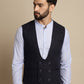 Even Apparels Men's Blue Woolen Double Breast Waistcoat | Swadesiicart