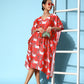 InWeave Women's Bright Pink Indian Bull Print Kaftan - Swadesiicart