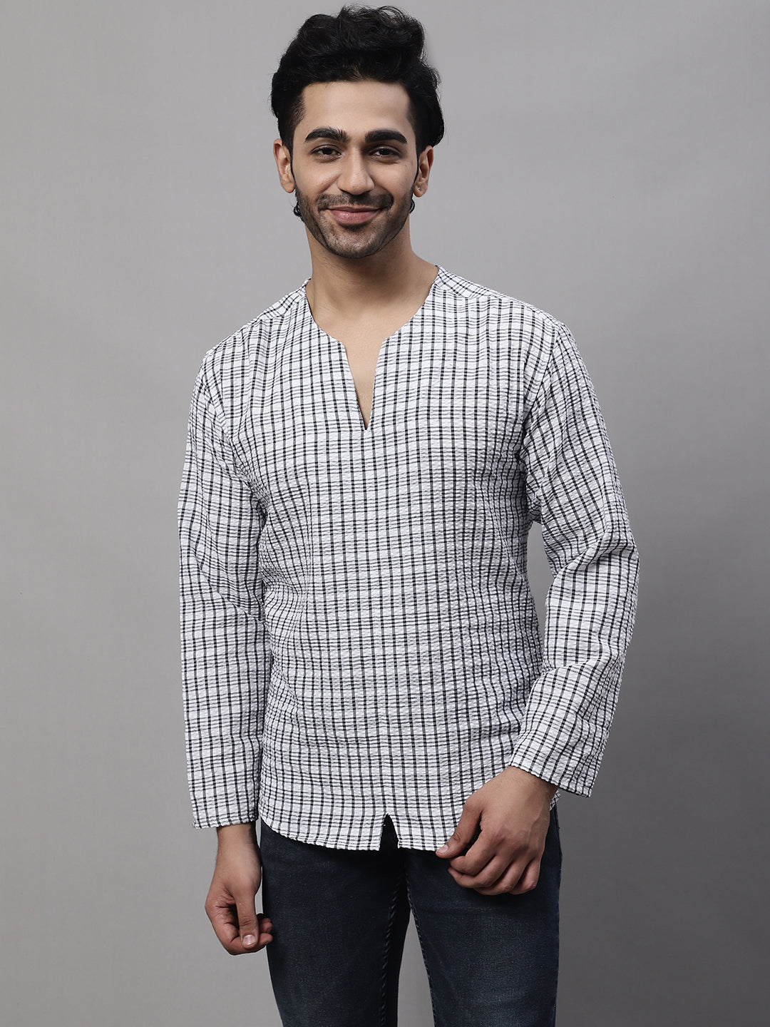 Even Apparels Multi Pure Cotton Open Neck Kurta | Swadesiicart