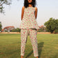 trueBrowns White Cotton Block Print Sleeveless Co-Ord set - Swadesiicart