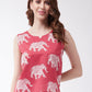 InWeave Red Elephant Sleeveless Top - Swadesiicart