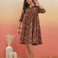 InWeave Women's Maroon Mughal Kalamkari Flared Dress - Swadesiicart