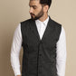 Even Apparels Men's Black Waistcoat with Notched Lapel | Swadesiicart