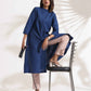 trueBrowns Blue Slub Kurta Set | Swadesiicart