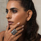 trueBrowns Silver Tone Rectangular Stone Ring | Swadesiicart