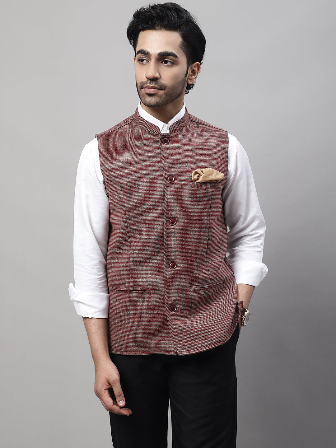 Even Apparels Men's Multi Nehru Jacket With Welt Pockets | Swadesiicart