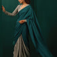 trueBrowns Teal Grey Silk Ready to Wear Saree | Swadesiicart