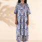 trueBrowns Blue Cotton Ikat High-Low Kurta Pant Set | Swadesiicart