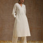 trueBrowns Ivory Gold Cotton Overlap Yoke Kurta Set | Swadesiicart