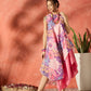 InWeave Purple Floral Peach Asymmetrical Dress - Swadesiicart