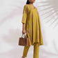 trueBrowns Green Cotton Print Kimono Sleeves Kurta Co-ord Set - Swadesiicart