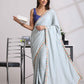 trueBrowns Grey Muslin Silk Saree | Swadesiicart