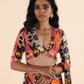 trueBrowns Cola Muslin Ikat Deep V-Neck Blouse | Swadesiicart
