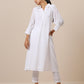 trueBrowns Cotton White Weave Collar Kurta Pant Set | Relove | Swadesiicart