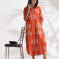 trueBrowns Orange Cotton Print Shirt Dress | Swadesiicart