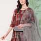 InWeave Women's Brick Rust Boota Sharara Set With Dupatta - Swadesiicart