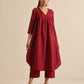 trueBrowns Maroon Slub Gathered Kurta Pant Set | Swadesiicart
