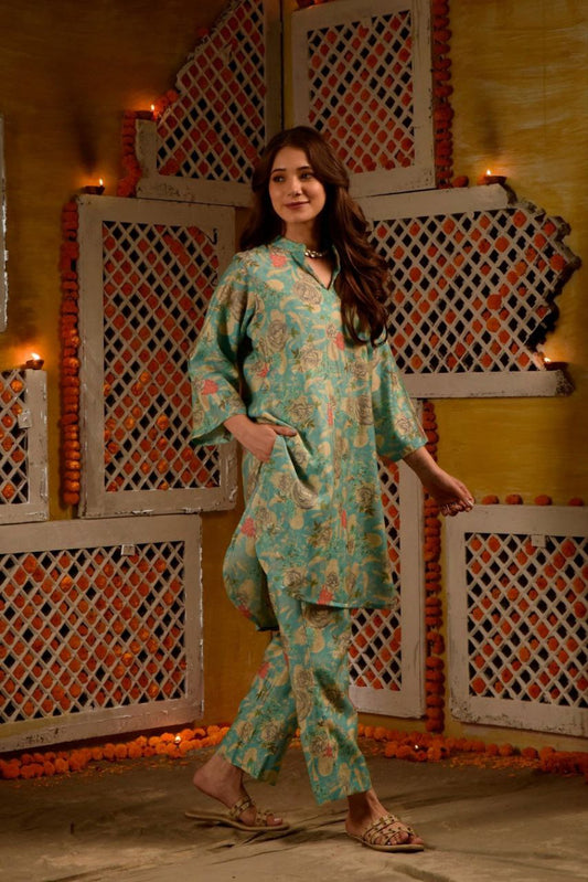 NOZ2TOZ Floral Printed Rayon Co-ords et - Swadesiicart