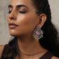trueBrowns Silver Tone Pink Stone Pearl Drop Earrings - Swadesiicart