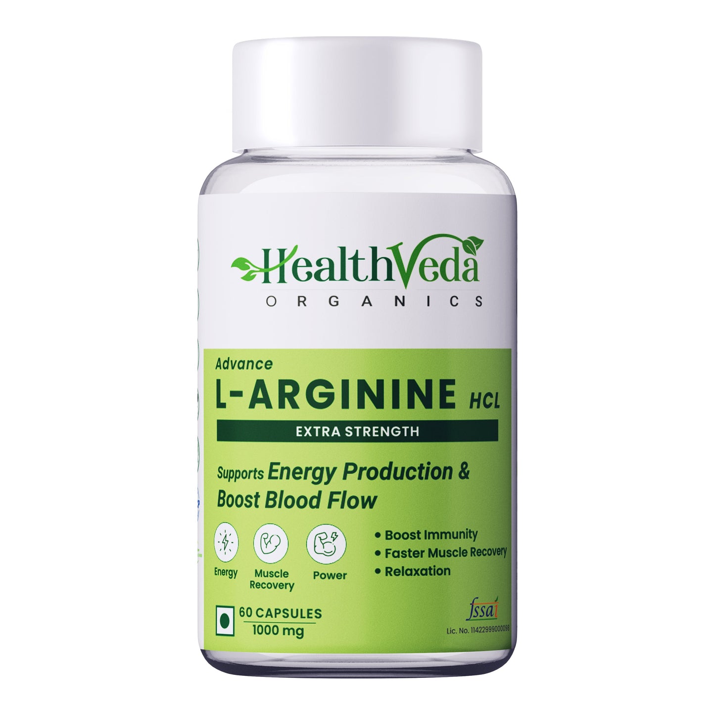 Health Veda Organics L Arginine Veg Capsules - Swadesiicart