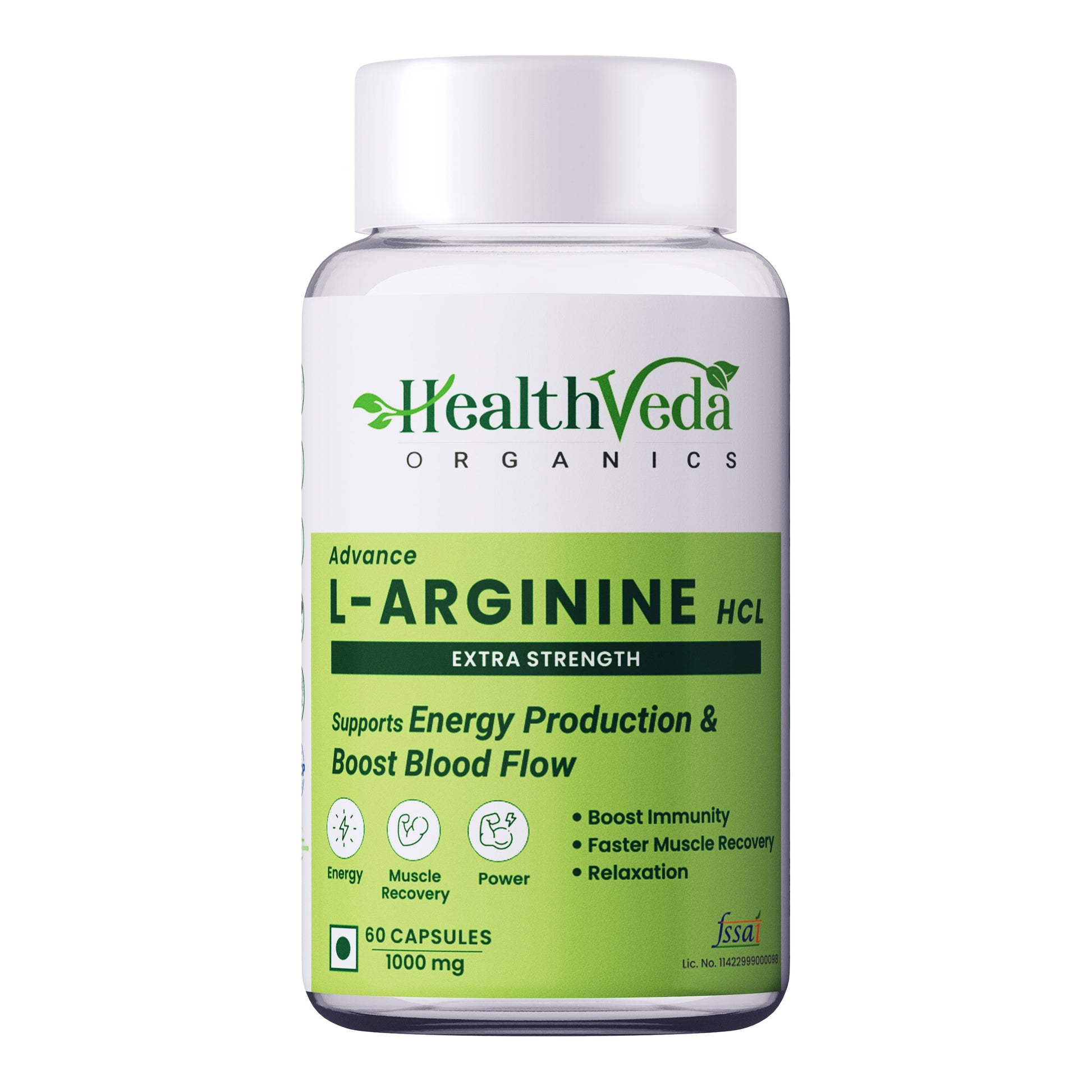 Health Veda Organics L Arginine Veg Capsules - Swadesiicart