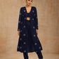 trueBrowns Midnight Blue Velvet Embroidered Jacket Set | Relove | Swadesiicart