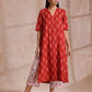 trueBrowns Red On Red Ikat Print Cotton Kurta Pant Set | Swadesiicart