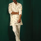 trueBrowns Men's Ivory Blue Multi color Floral Cotton Co-ord Set - Swadesiicart