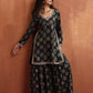 trueBrowns Green Foil Print Sharara Set | Swadesiicart