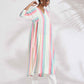 trueBrowns Off-White Cotton Multi Stripe Flared Kurta Set | Swadesiicart