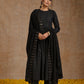 trueBrowns Black Gold Cotton Anarkali Set | Swadesiicart