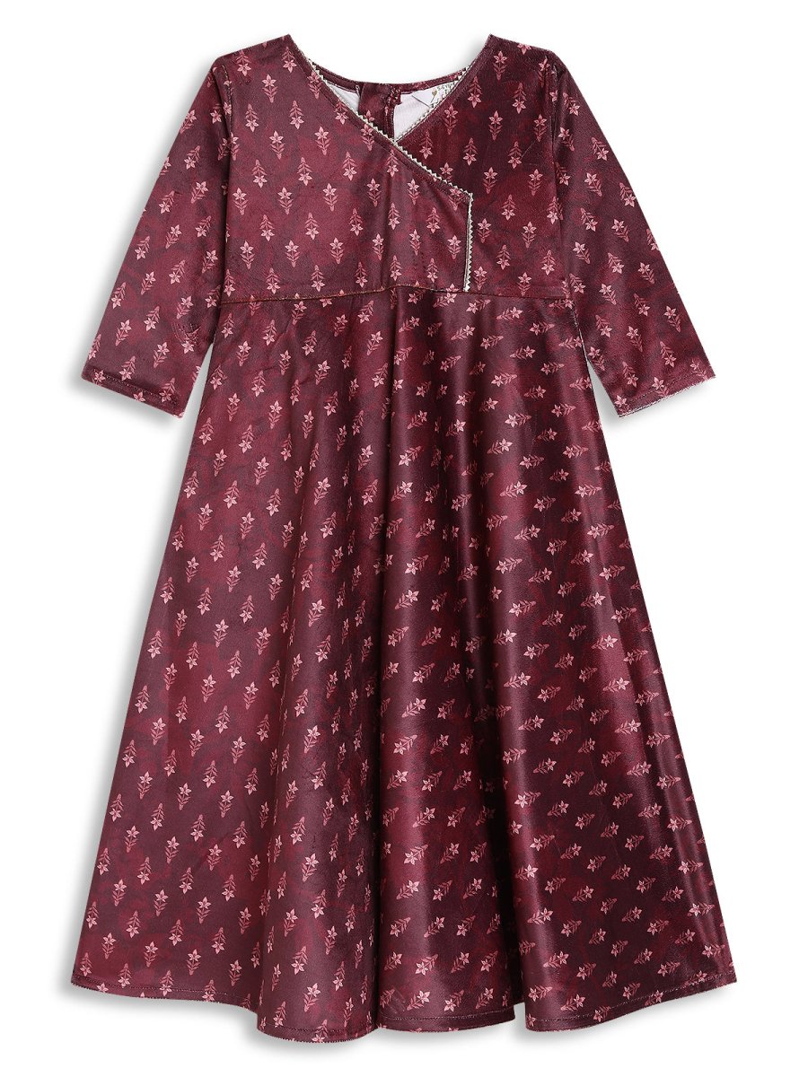 Ahalyaa Girls Printed A-Line Maxi Ethnic Dresses | Swadesiicart