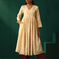 trueBrowns Ivory Geometric Floral Viscose Silk Anarkali Kurta Pant Set | Swadesiicart