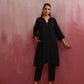 trueBrowns Black Cotton Dobby Kurta Co-ord set - Swadesiicart