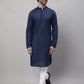 Even Apparels Blue Pure Cotton Kurta With Band Collar | Swadesiicart