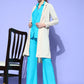InWeave Women's Aqua Blue Coord Set With Solid Peach Crop Top - Swadesiicart
