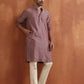 trueBrowns Men's Purple Cotton Dobby Kurta | Swadesiicart