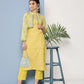 Ahalyaa Women Yellow Floral Printed Kurta with Trousers & Jacket | Swadesiicart