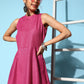 InWeave Women's Pink Lurex Boho Sleevless Kurta Set - Swadesiicart