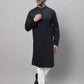 Even Apparels Black Pure Cotton Kurta With Band Collar | Swadesiicart