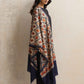 trueBrowns Navy Blue Embroidered Woollen Stole | Swadesiicart