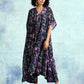 trueBrowns Black Printed Velvet Kaftan Kurta | Swadesiicart