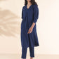 trueBrowns Blue Cotton Dobby Kurta Pant Set | Swadesiicart