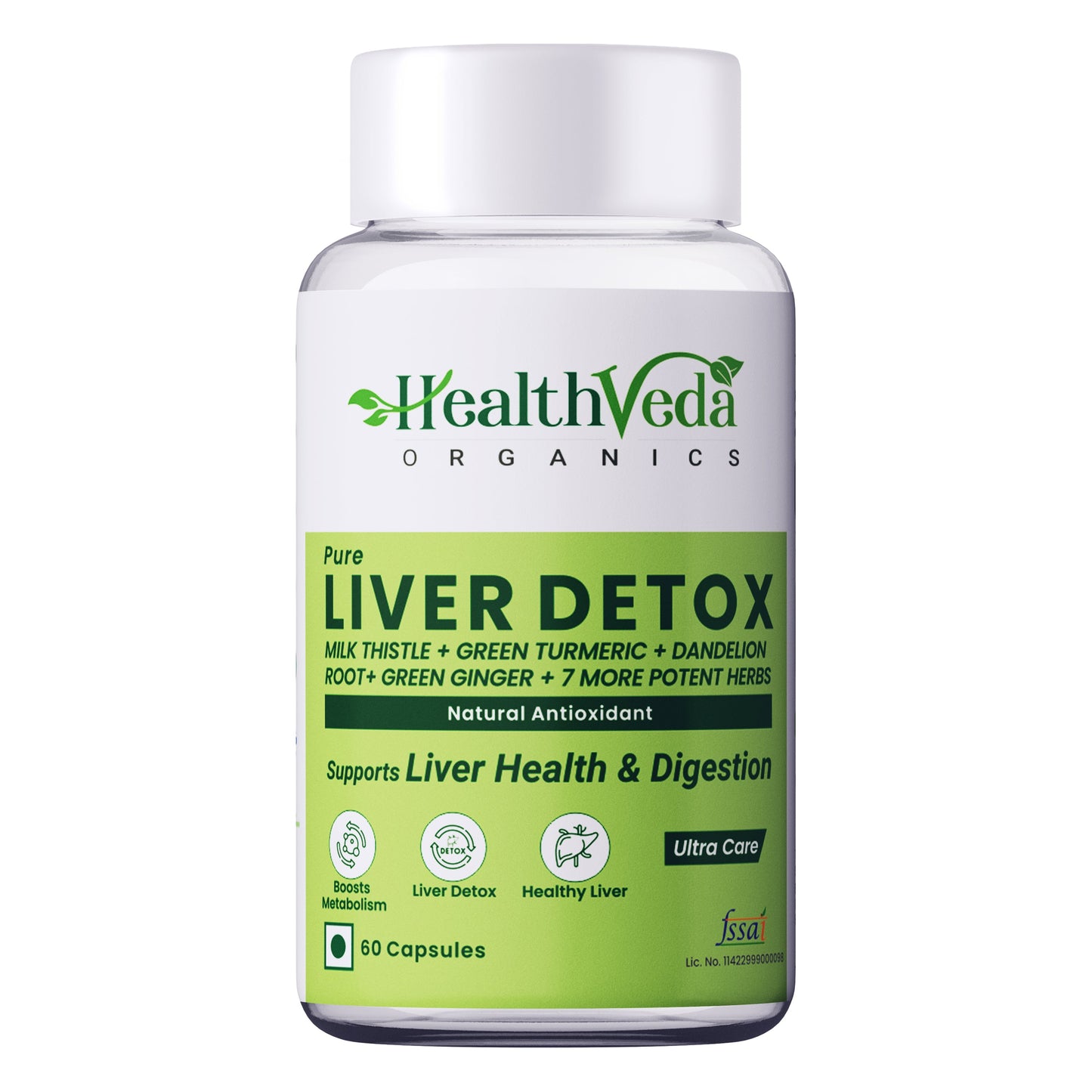 Health Veda Organics Plant Based Liver Detox Capsules - Swadesiicart
