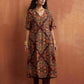 trueBrowns Brown Floral Print Kaftan Kurta Set | Swadesiicart